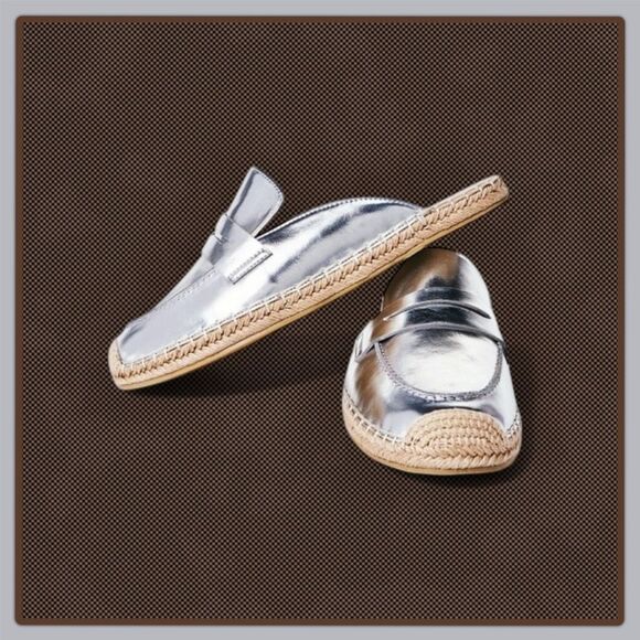 JustFab Ailana Flat Mule Metallic Slip-On Espadrille - Picture 16 of 16